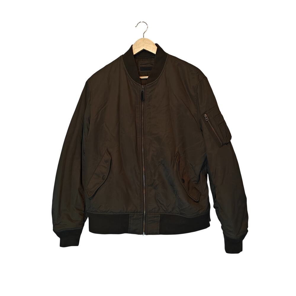 Uniqlo Olive MA-1 Bomber Jacket Zip Front Padded Utility Coat